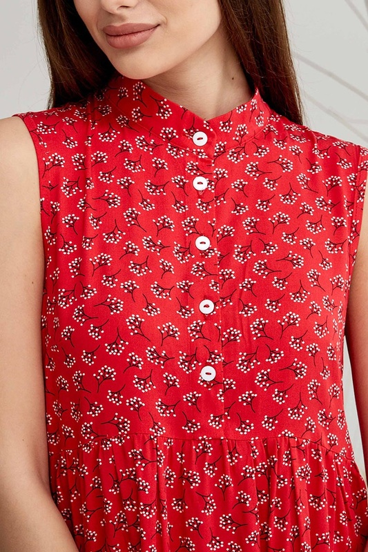Літня сукня для вагітних та годуючих в квітку Sofia - Червоний LB04SF112 фото