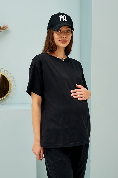 Хлопкова футболка для вагітних та годуючих Ankara - Чорний LB09AN136 фото