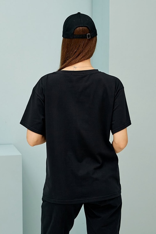 Хлопкова футболка для вагітних та годуючих Ankara - Чорний LB09AN136 фото