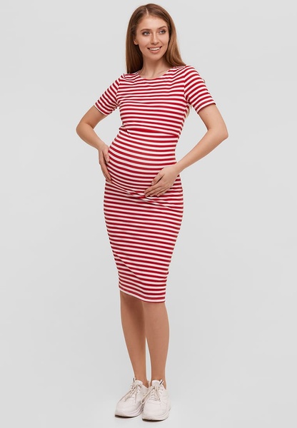 Сукня для вагітних та годуючих Barcelona - Червоний у білу смужку LB04BR302-MD фото