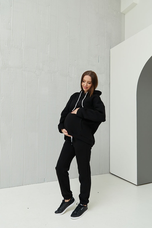 Теплі спортивні штани для вагітних Frankfurt - Чорний LB12FR136 фото