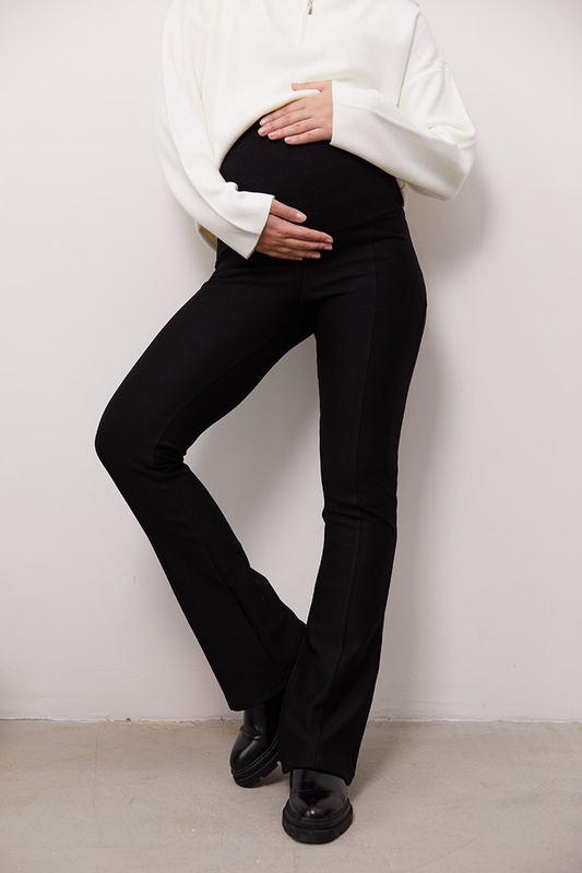Теплі брюки кльош для вагітних Turin - Чорний LB12TR136 фото