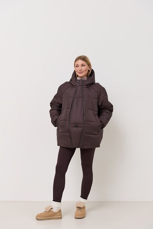Лосины для беременных тёплые в рубчик с начёсом Brighton шоколадные Lullababe LB12BR138 фото