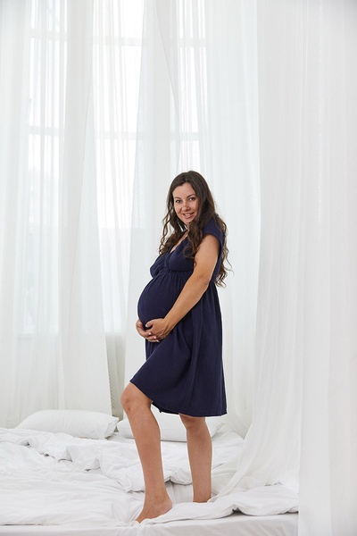 Нічна сорочка для вагітних та годуючих Nicole - Темно-синій LB11NC126 фото