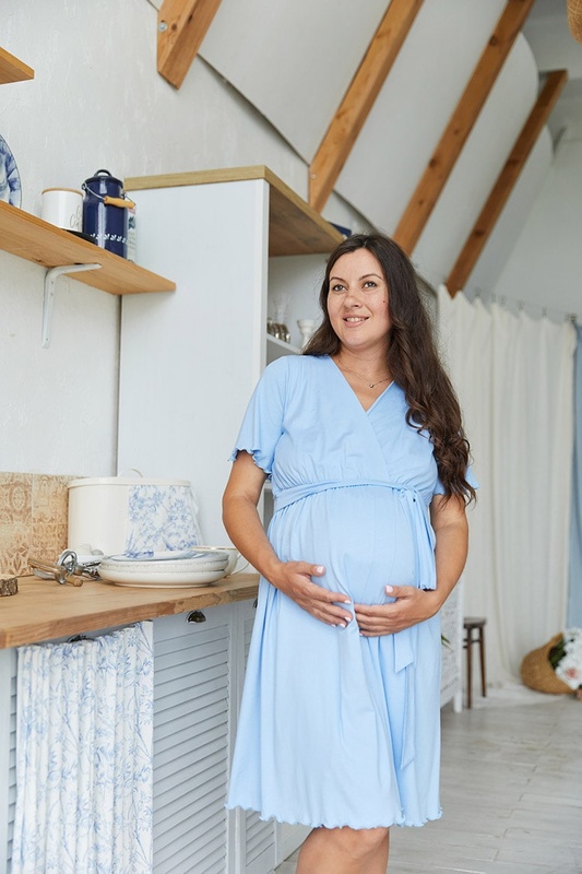 Комплект (сорочка та халат) для вагітних та годуючих Melanie - Блакитний LB11ML107 фото