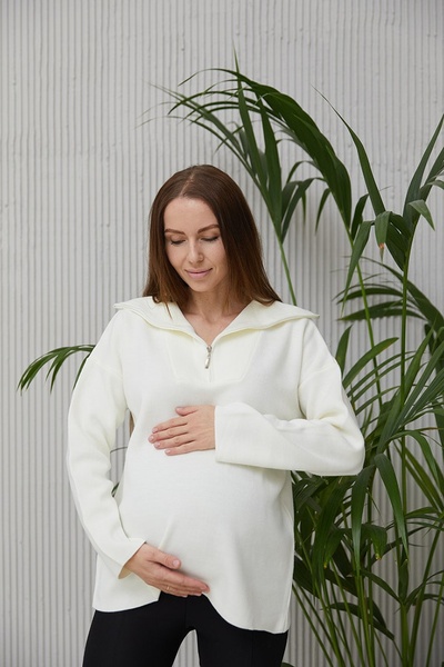 Вязаный свитер для беременных Barbara - Молочный LB17BR119 фото