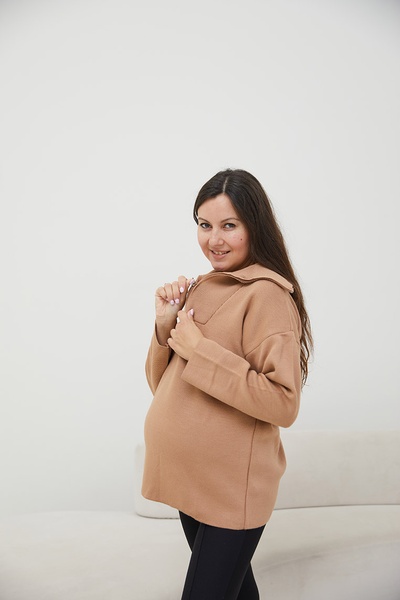 В'язаний светр для вагітних Barbara - Темно-бежевий LB17BR160 фото