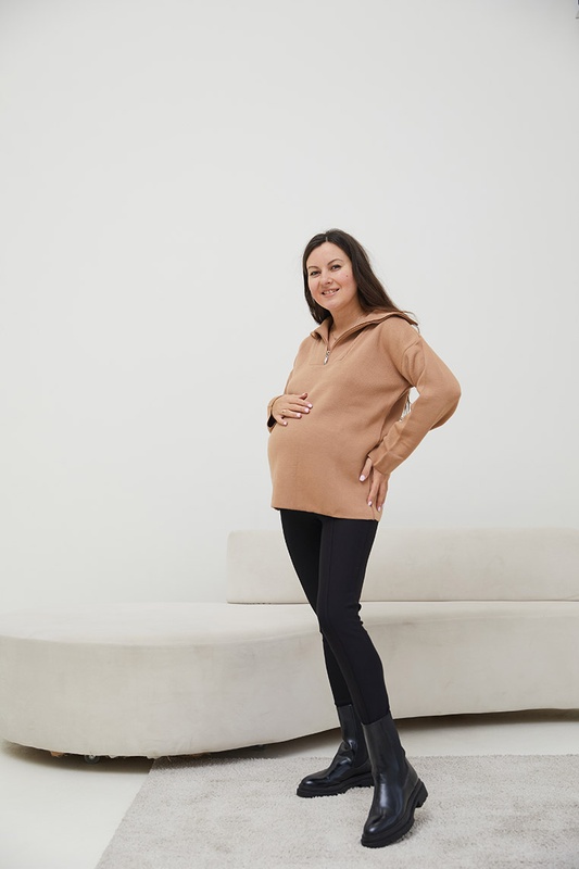 В'язаний светр для вагітних Barbara - Темно-бежевий LB17BR160 фото