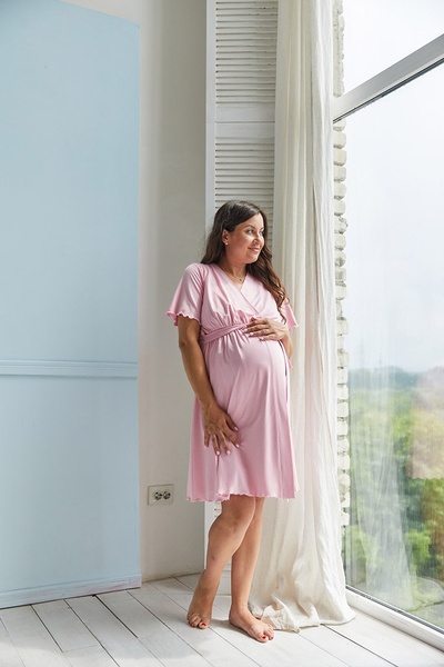 Комплект (рубашка и халат) для беременных и кормящих Melanie - Розовый LB11ML124 фото