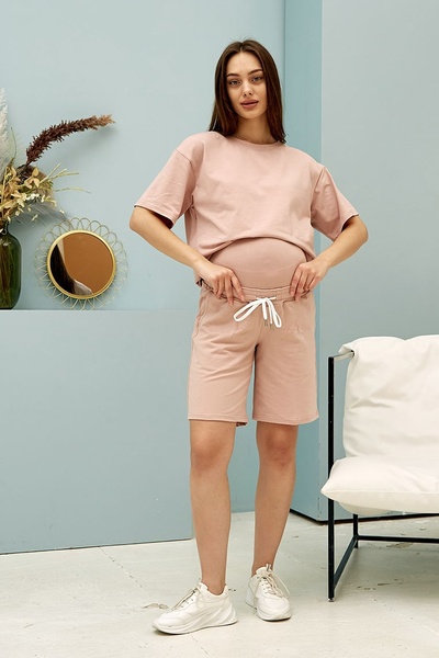 Трикотажні шорти для вагітних Pekin - Пудровий LB03PK123 фото