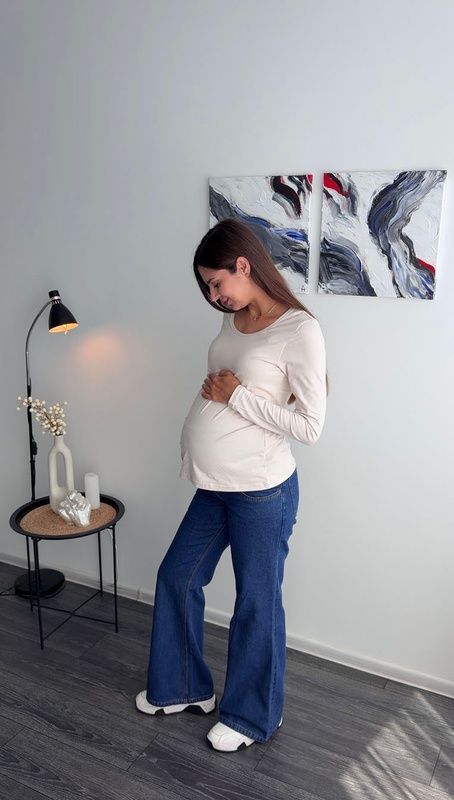 Джинси для вагітних палаццо кльош широкі Bilbao темно сині Lullababe LB10BL127 фото