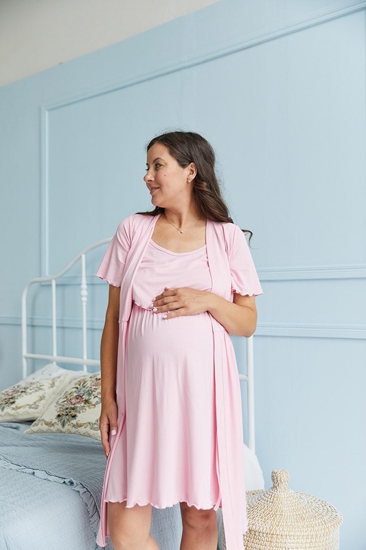 Комплект (сорочка та халат) для вагітних та годуючих Melanie - Рожевий LB11ML124 фото