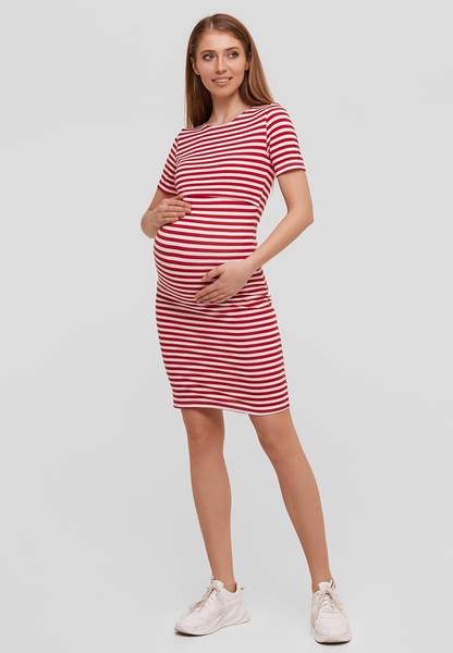 Сукня для вагітних та годуючих Barcelona - Червоний у білу смужку LB04BR302-MN фото