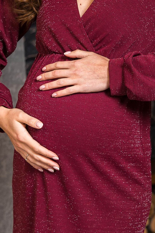 Сукня з люрексу для вагітних та годуючих Hollywood - Бордовий LB05HL104 фото